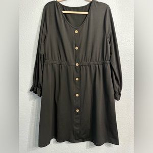 NWOT Black Botton Long Sleeve A Line Dress